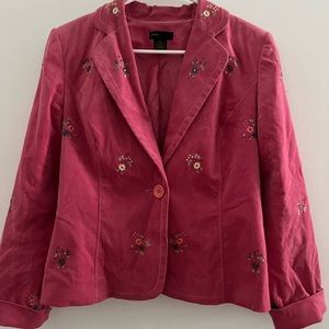 Corduroy embroidered blazer
